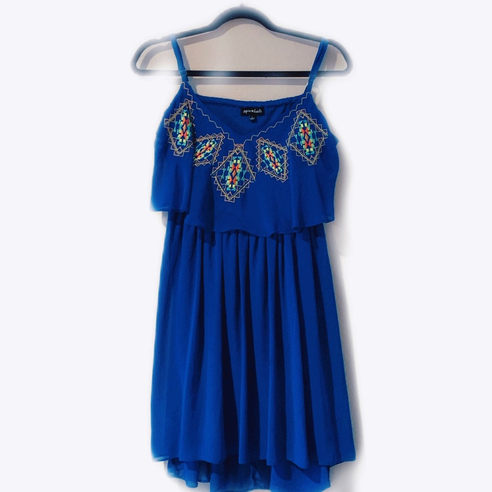🚨Royal Blue Chiffon Strap Dress Tribal L🚨